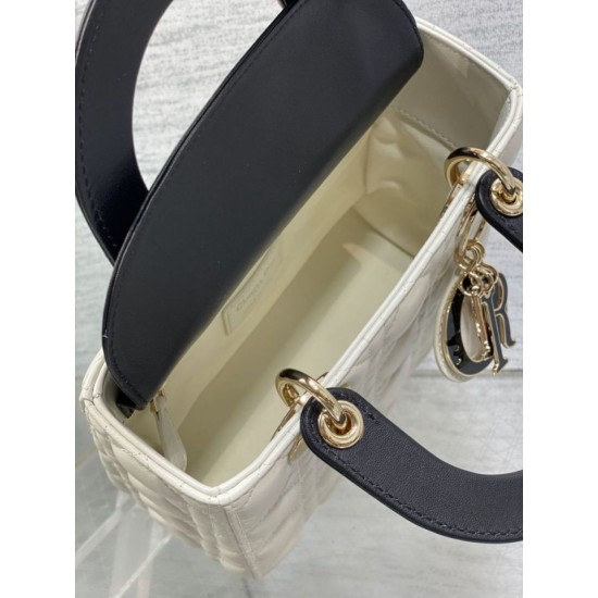 Replica Perfetta Dior Lady Dior My ABCDior Borsa piccola con manico superiore Nero/bianco Imitazioni Fake