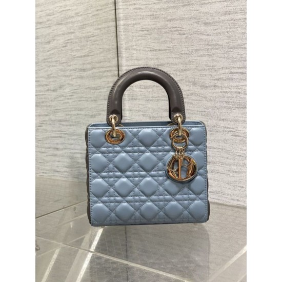 Replica Perfetta Dior Lady Dior My ABCDior Borsa piccola con manico superiore blu/grigio Imitazioni Fake