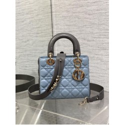 Replica Perfetta Dior Lady Dior My ABCDior Borsa piccola con manico superiore blu/grigio Imitazioni Fake