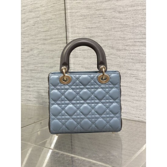 Replica Perfetta Dior Lady Dior My ABCDior Borsa piccola con manico superiore blu/grigio Imitazioni Fake