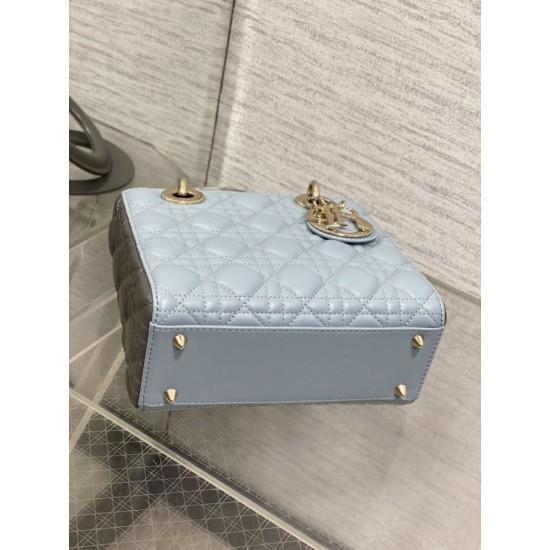 Replica Perfetta Dior Lady Dior My ABCDior Borsa piccola con manico superiore blu/grigio Imitazioni Fake