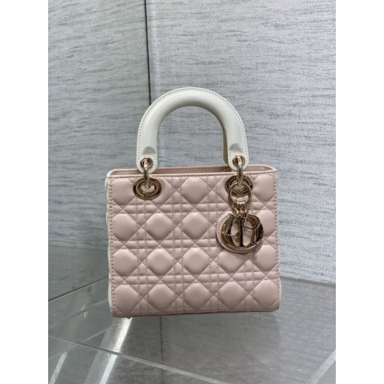 Replica Perfetta Dior Lady Dior My ABCDior Borsa piccola con manico superiore rosa/bianco Imitazioni Fake