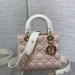 Replica Perfetta Dior Lady Dior My ABCDior Borsa piccola con manico superiore rosa/bianco Imitazioni Fake
