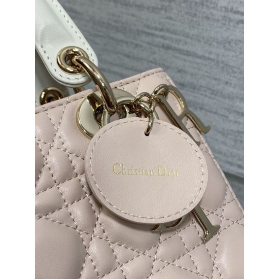 Replica Perfetta Dior Lady Dior My ABCDior Borsa piccola con manico superiore rosa/bianco Imitazioni Fake