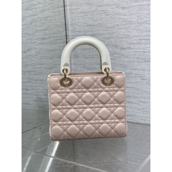 Replica Perfetta Dior Lady Dior My ABCDior Borsa piccola con manico superiore rosa/bianco Imitazioni Fake