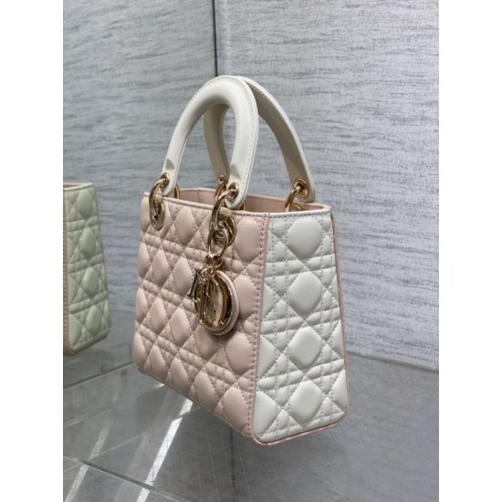 Replica Perfetta Dior Lady Dior My ABCDior Borsa piccola con manico superiore rosa/bianco Imitazioni Fake
