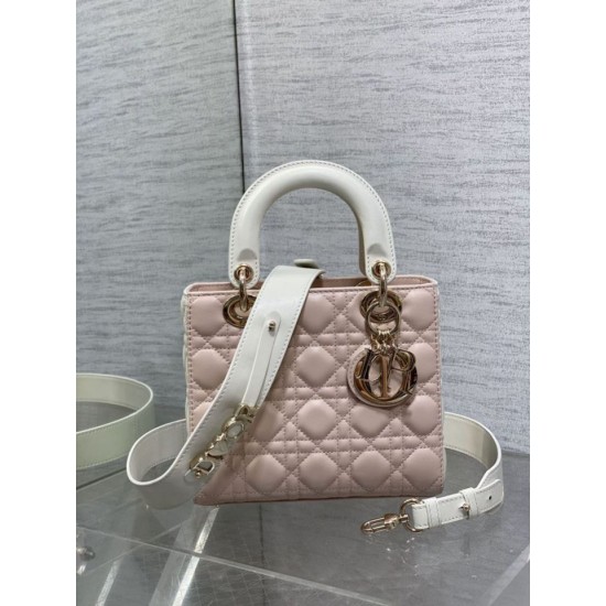 Replica Perfetta Dior Lady Dior My ABCDior Borsa piccola con manico superiore rosa/bianco Imitazioni Fake