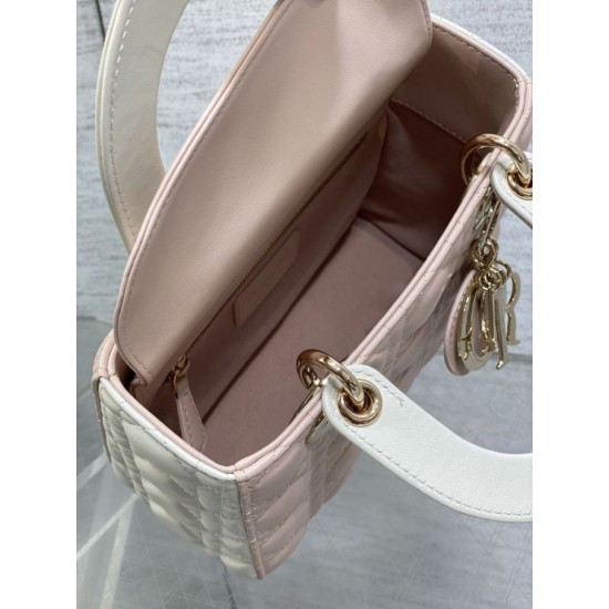 Replica Perfetta Dior Lady Dior My ABCDior Borsa piccola con manico superiore rosa/bianco Imitazioni Fake