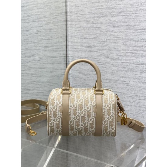 Replica Perfetta Borsa Dior Groove 20 in tela jacquard Dior Oblique beige Imitazioni Fake