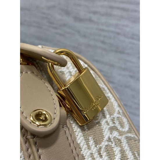 Replica Perfetta Borsa Dior Groove 20 in tela jacquard Dior Oblique beige Imitazioni Fake