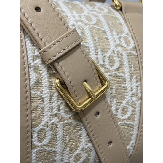 Replica Perfetta Borsa Dior Groove 20 in tela jacquard Dior Oblique beige Imitazioni Fake