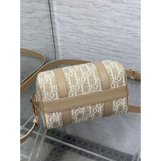 Replica Perfetta Borsa Dior Groove 20 in tela jacquard Dior Oblique beige Imitazioni Fake