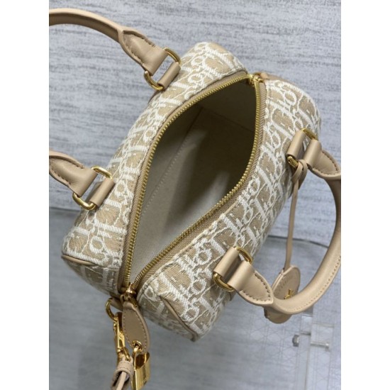 Replica Perfetta Borsa Dior Groove 20 in tela jacquard Dior Oblique beige Imitazioni Fake