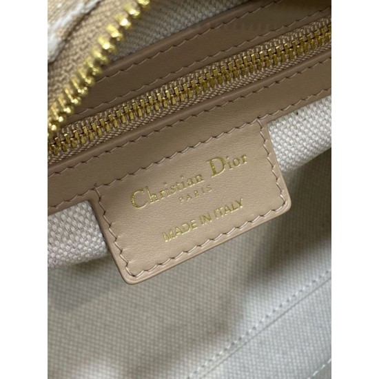 Replica Perfetta Borsa Dior Groove 20 in tela jacquard Dior Oblique beige Imitazioni Fake