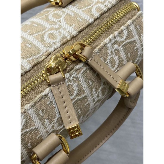 Replica Perfetta Borsa Dior Groove 16 in tela jacquard Dior Oblique beige Imitazioni Fake