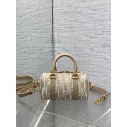 Replica Perfetta Borsa Dior Groove 16 in tela jacquard Dior Oblique beige Imitazioni Fake