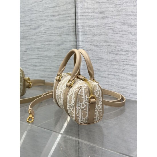 Replica Perfetta Borsa Dior Groove 16 in tela jacquard Dior Oblique beige Imitazioni Fake