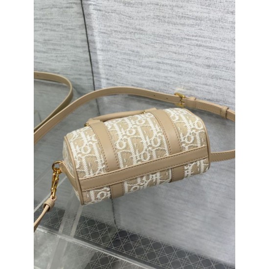 Replica Perfetta Borsa Dior Groove 16 in tela jacquard Dior Oblique beige Imitazioni Fake