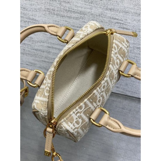 Replica Perfetta Borsa Dior Groove 16 in tela jacquard Dior Oblique beige Imitazioni Fake