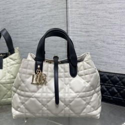 Replica Perfetta Borsa Dior Toujours Media Macrocannage Bianco/Nero Imitazioni Fake