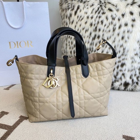 Replica Perfetta Borsa Dior Toujours Media Macrocannage Azzurro/Nero Imitazioni Fake