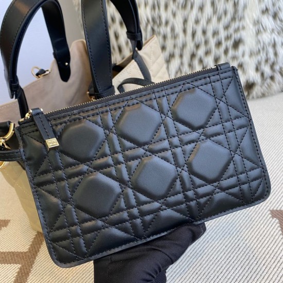 Replica Perfetta Borsa Dior Toujours Media Macrocannage Azzurro/Nero Imitazioni Fake