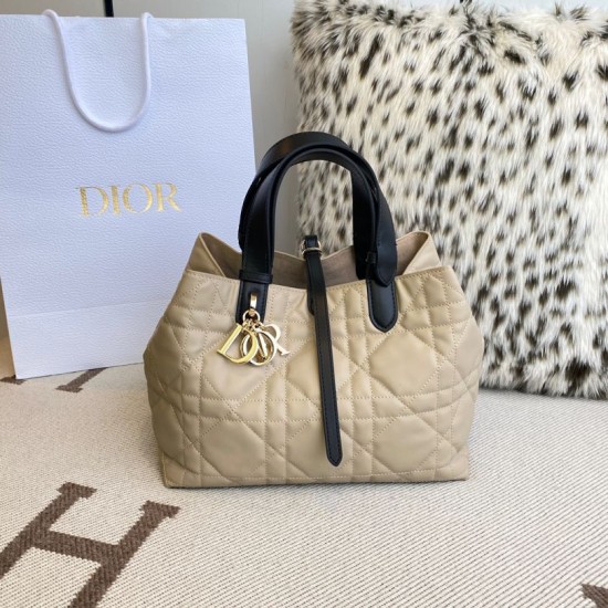 Replica Perfetta Borsa Dior Toujours Media Macrocannage Azzurro/Nero Imitazioni Fake