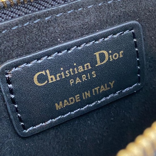 Replica Perfetta Borsa Dior Toujours Media Macrocannage Azzurro/Nero Imitazioni Fake