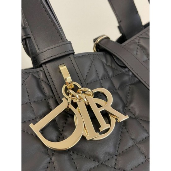 Replica Perfetta Borsa Tote Dior Toujours mini in Macrocannage nero Imitazioni Fake