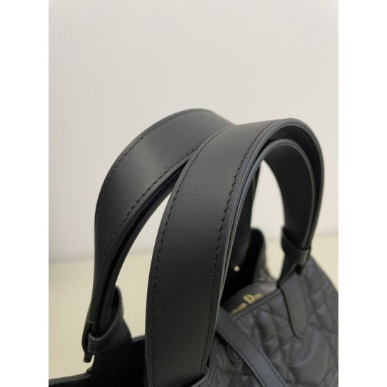 Replica Perfetta Borsa Tote Dior Toujours mini in Macrocannage nero Imitazioni Fake