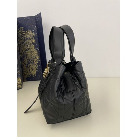 Replica Perfetta Borsa Tote Dior Toujours mini in Macrocannage nero Imitazioni Fake