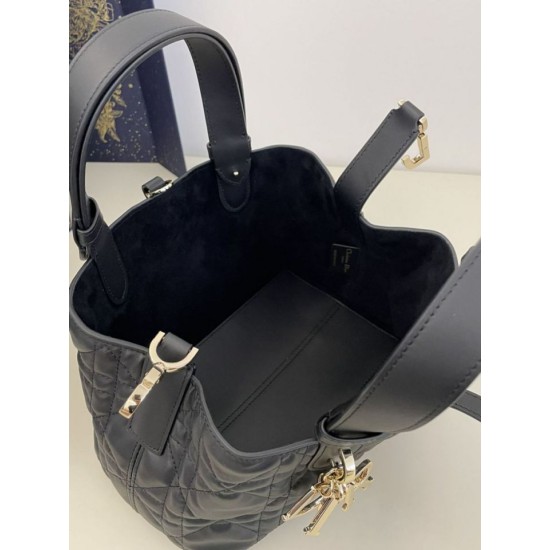 Replica Perfetta Borsa Tote Dior Toujours mini in Macrocannage nero Imitazioni Fake