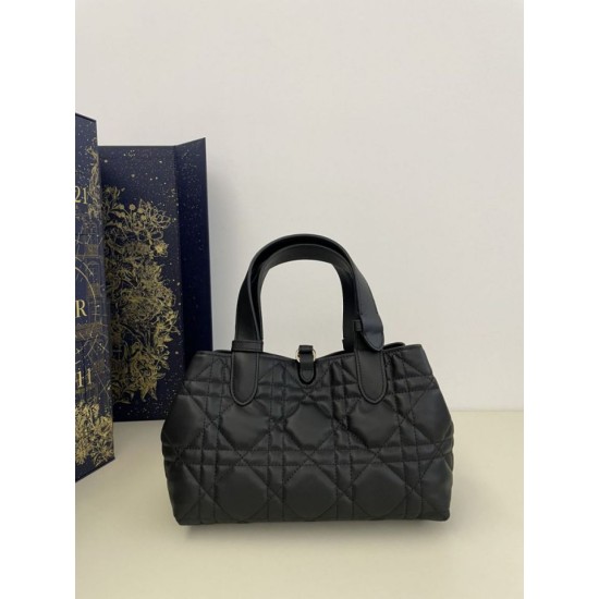 Replica Perfetta Borsa Tote Dior Toujours mini in Macrocannage nero Imitazioni Fake