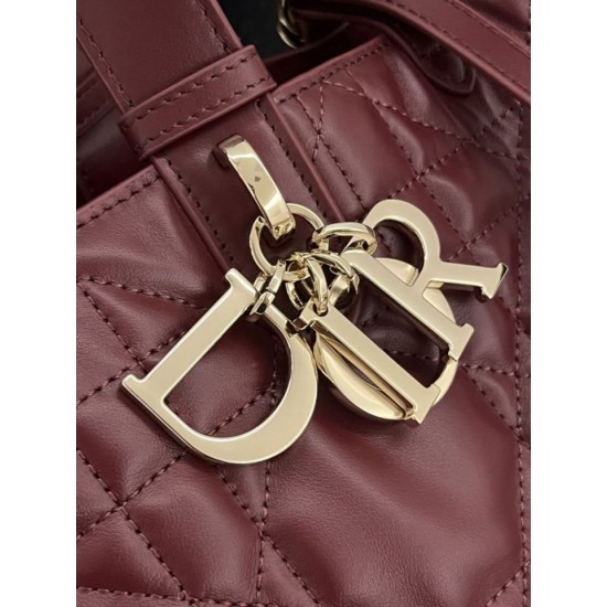 Replica Perfetta Borsa Dior Media Dior Toujours in Macrocannage bordeaux Imitazioni Fake