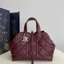 Replica Perfetta Borsa Dior Media Dior Toujours in Macrocannage bordeaux Imitazioni Fake