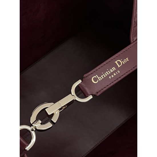 Replica Perfetta Borsa Dior Media Dior Toujours in Macrocannage bordeaux Imitazioni Fake