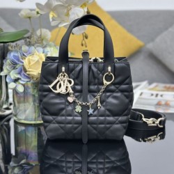 Replica Perfetta Borsa Dior Toujours Vertical Tote piccola con portafortuna Nero Imitazioni Fake
