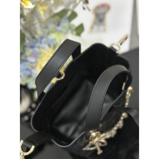 Replica Perfetta Borsa Dior Toujours Vertical Tote piccola con portafortuna Nero Imitazioni Fake