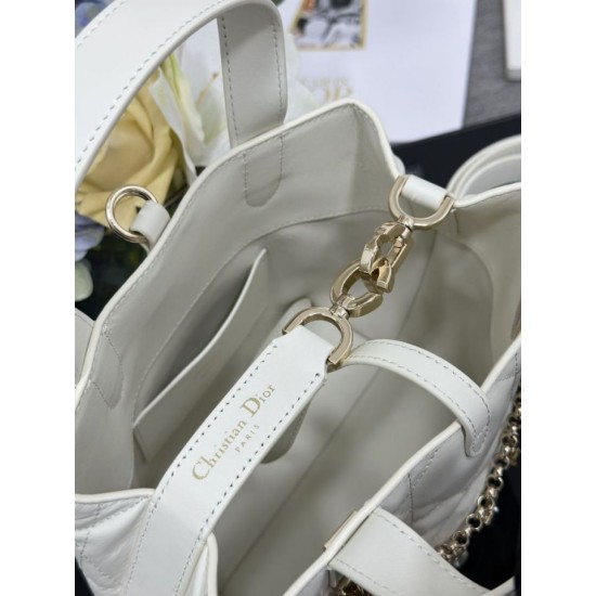 Replica Perfetta Borsa Dior Toujours Vertical Tote piccola con portafortuna bianco Imitazioni Fake