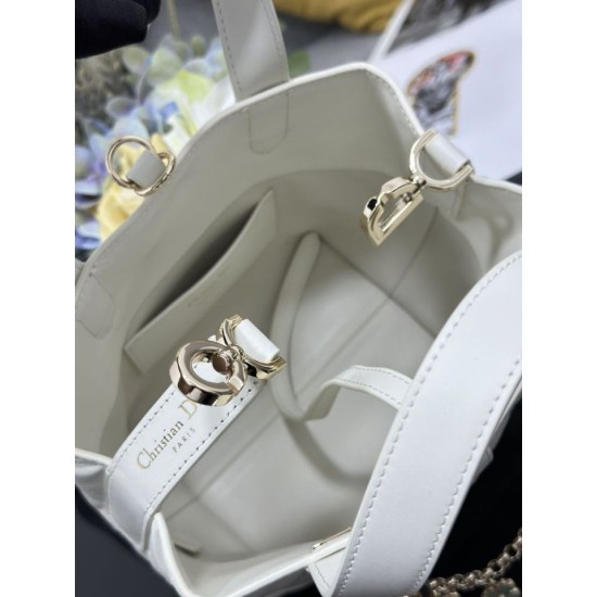 Replica Perfetta Borsa Dior Toujours Vertical Tote piccola con portafortuna bianco Imitazioni Fake