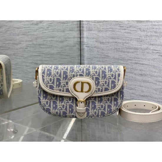 Repliche Borsa Dior Bobby media East-West Dior Oblique jacquard blu Imitazioni False Outlet Online