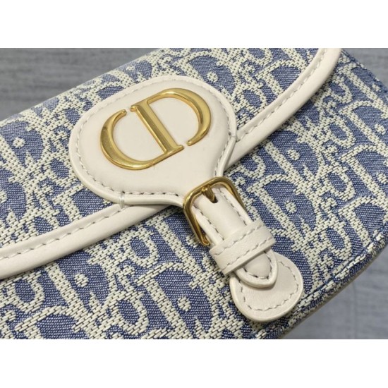 Repliche Borsa Dior Bobby media East-West Dior Oblique jacquard blu Imitazioni False Outlet Online