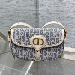 Repliche Borsa Dior Bobby media East-West Dior Oblique jacquard blu Imitazioni False Outlet Online