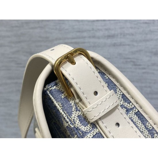 Repliche Borsa Dior Bobby media East-West Dior Oblique jacquard blu Imitazioni False Outlet Online