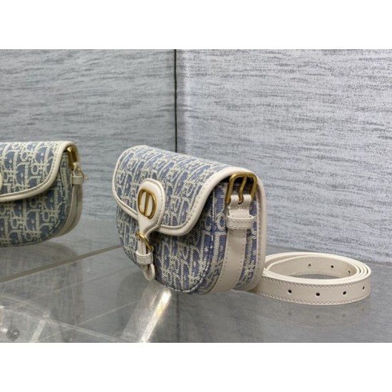 Repliche Borsa Dior Bobby media East-West Dior Oblique jacquard blu Imitazioni False Outlet Online