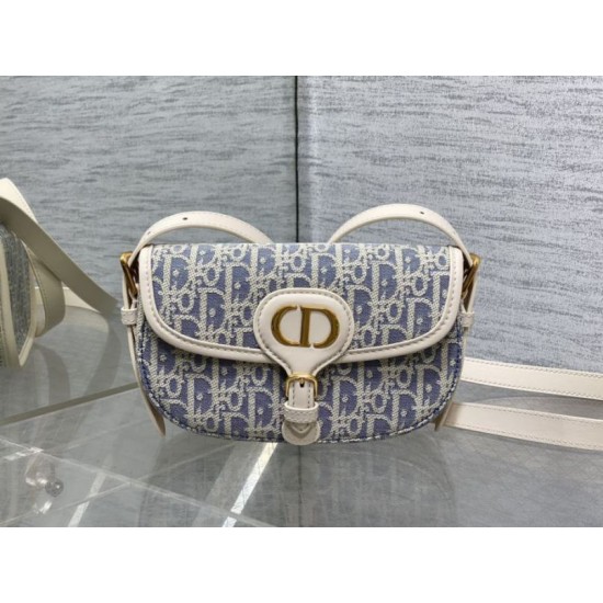 Repliche Borsa Dior Bobby media East-West Dior Oblique jacquard blu Imitazioni False Outlet Online
