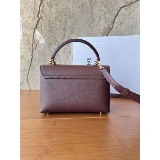Repliche Borsa Celine Teen Nino con manico superiore in pelle di vitello liscia Borgogna Imitazioni False Outlet Online