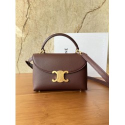 Repliche Borsa Celine Teen Nino con manico superiore in pelle di vitello liscia Borgogna Imitazioni False Outlet Online