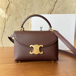 Repliche Borsa Celine Teen Nino con manico superiore in pelle di vitello liscia Borgogna Imitazioni False Outlet Online