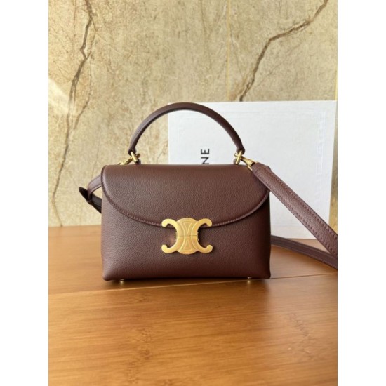 Repliche Borsa Celine Teen Nino con manico superiore in pelle di vitello liscia Borgogna Imitazioni False Outlet Online